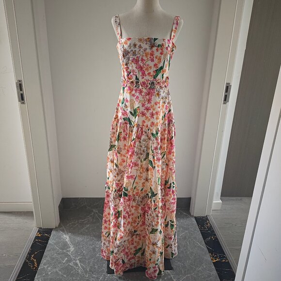 Agua By Agua Bendita lima jardiniera' floral-print linen maxi dress - Picture 2 of 13